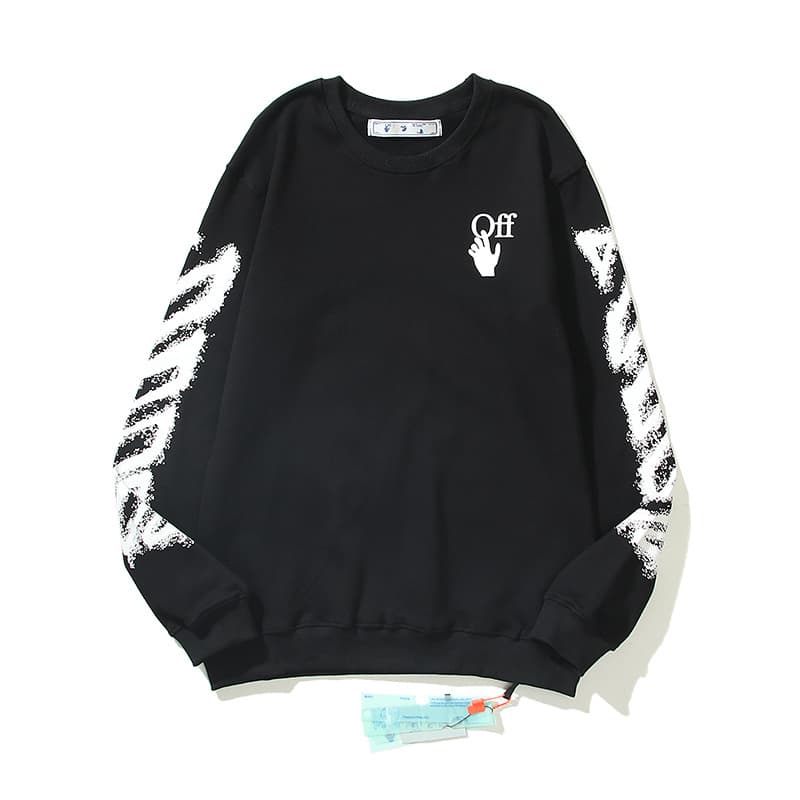 Chaopai High Street Fashion OW OFF Graffiti Creux Flèche Col Rond Pull Unisexe Bas Décontracté