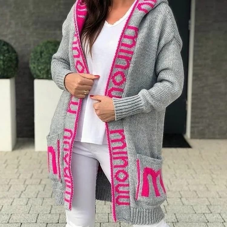 Women's Clothing Hooded Letter Sweater Sweater Knitted Jacket