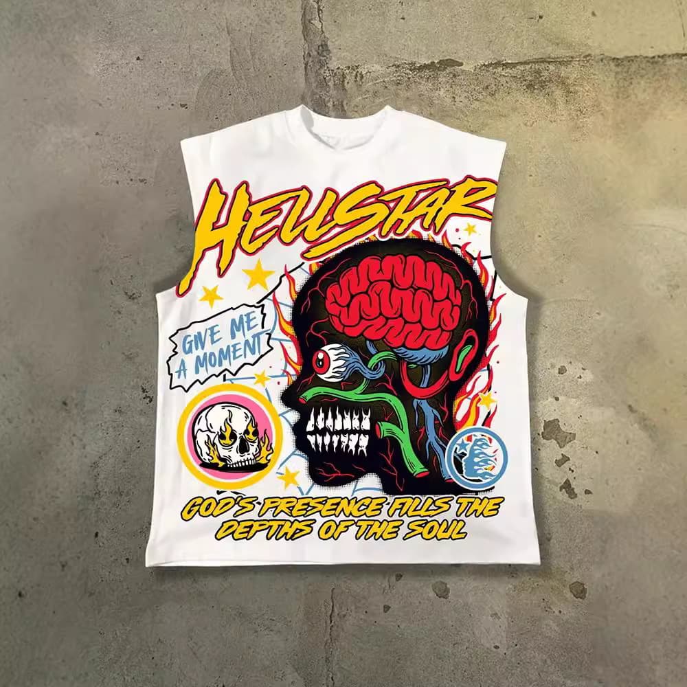 Men's Clothing cartoon graphic T shirts, plaster gothic T shirts for couples, Y2k gothic couple vests