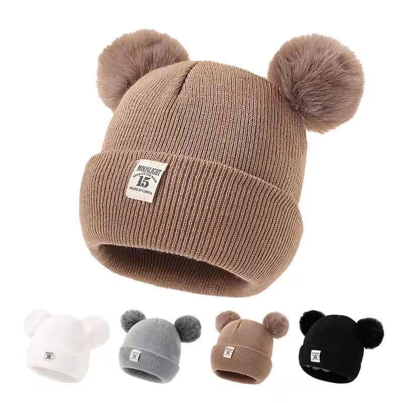 Bonnet chaud d'automne et d'hiver pour bébé, pour homme et femme, double couche, pour nouveau-né de 0 à 12 mois