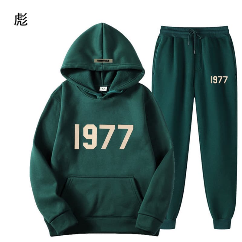Ensemble pull polaire ample ESSENTIALS Double FOG Fashion Brand High Street, sweat à capuche unisexe avec inscription 1977.