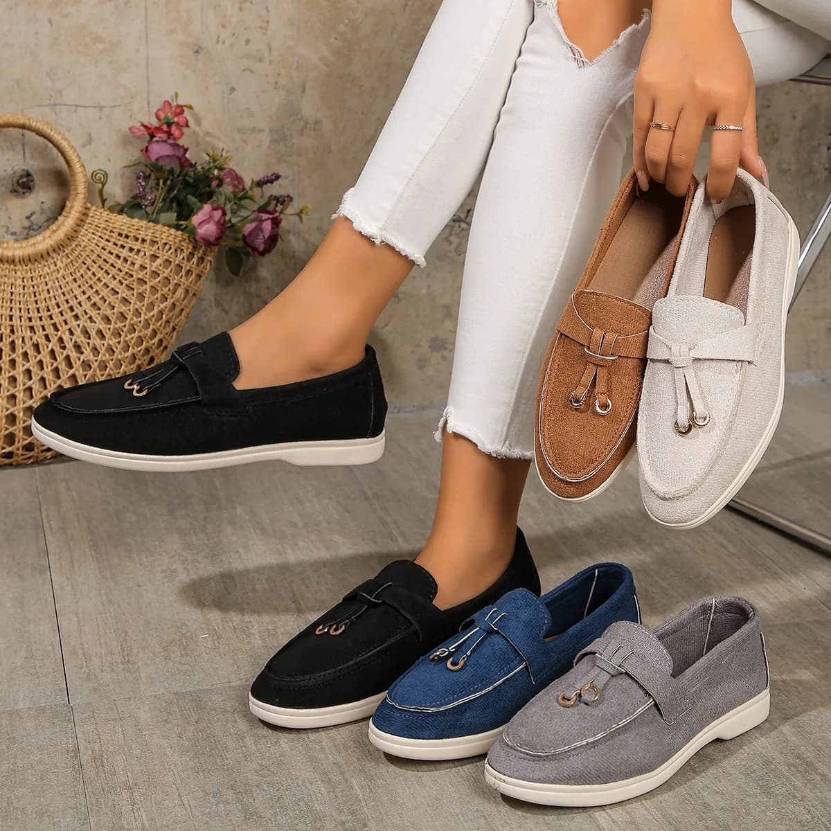 LeFu Shoes Plus Size Casual Women's Single Shoe 2025 Spring Autumn New Style European And American Foreign Trade Lazy Bean Shoe