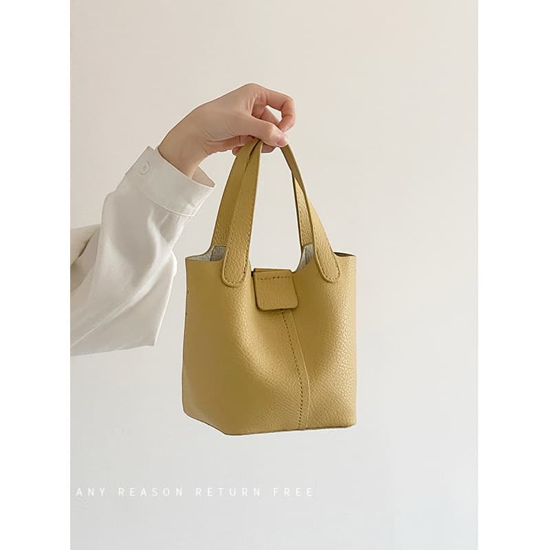 Bags women pu soft leather handbags 2024 summer new style ins casual bucket bag versatile shoulder messenger bag