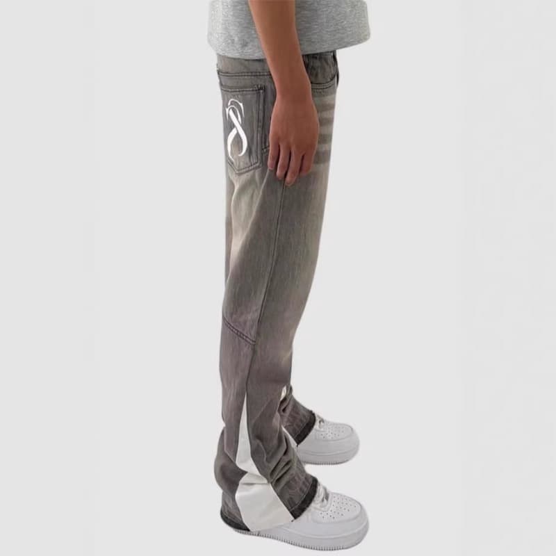 Popular American Retro Splicing Jeans Men's New Trendy Brand Casual Washed Loose Hip-hop Flared Pants