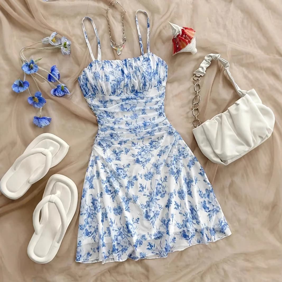 Women's Clothing Sexy Temperament Dress Holiday Style Backless Sling Seaside Beach Short Skirt