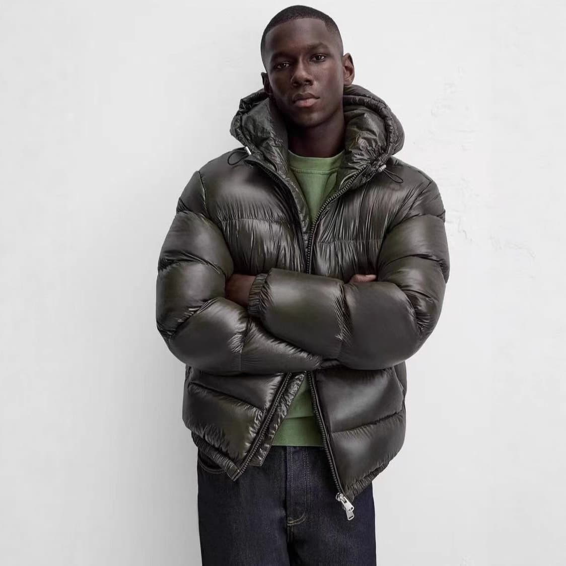 Premium Men's Winter Padded Coat - Slim Fit Zip-Up Hooded Jacket With Thermal Insulation, Solid Color Outerwear For Urban Commuting