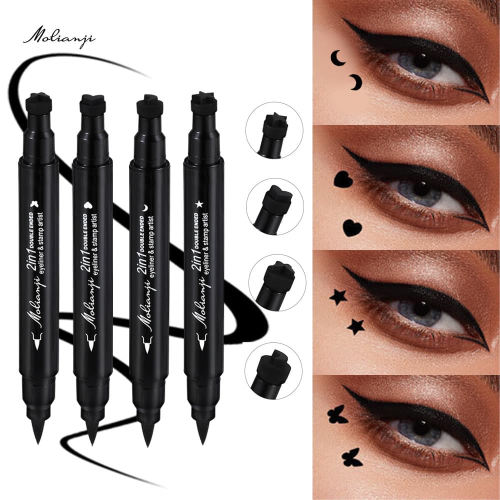 Cosmetic Pattern Embellished Stamp Long-lasting Natural Waterproof Quick-drying Non-smudging Dual-tip Eyeliner Pen