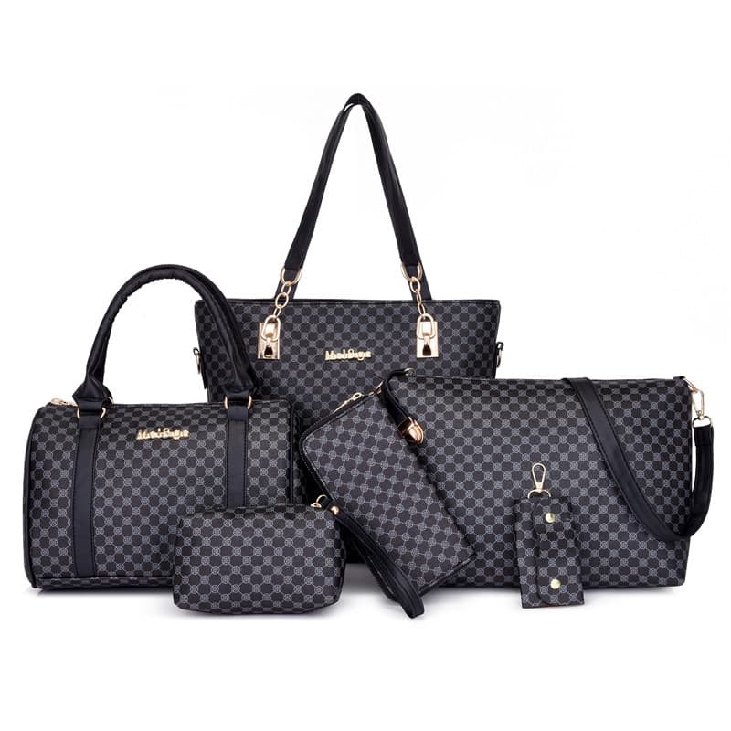 Women's Handbag Set Large Capacity Tote & Shoulder Bag Stylish Print Matching Mother-Daughter Multi-Compartment PU Leather