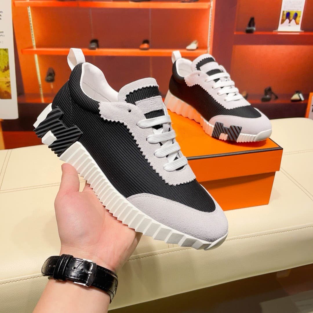 Baskets décontractées de marque H pour couple, chaussures de course respirantes, confortables et à lacets, en cuir véritable et à blocs de coule