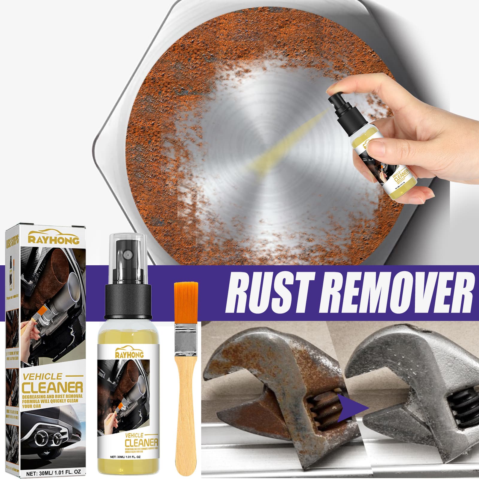 car rust remover multifunctional wheel hub screw lubrication metal steel anti rust cleaning brightening spray