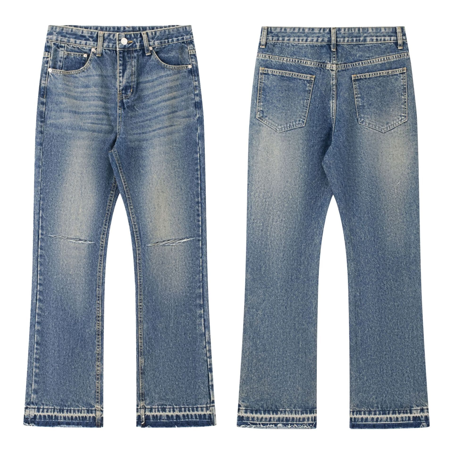 Men's Clothing Distressed Washed Cut Wide Leg Cleanfit Flared Jeans
