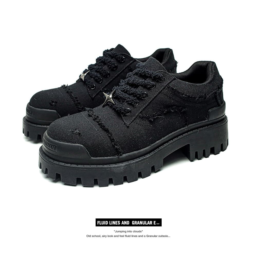 New thick soled height enhancing men's shoes denim shoes men's Korean style breathable low top shoes fashionable big toed shoes men's casual shoes