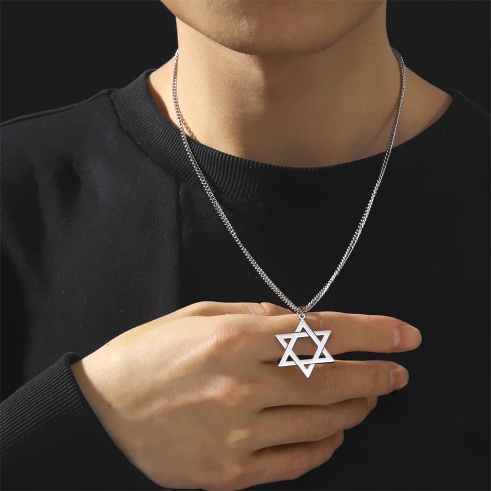 Hot Sales Amulet David Star Men Pendant Necklace Gold Color Kabbalah Je Charms Judaica Israel Religious Symbols Supernatural