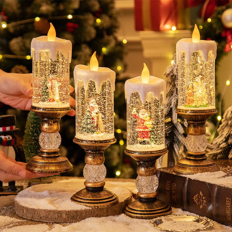 Christmas decorations candle lights Christmas crystal lights snow lights children's birthday Christmas gifts scene layout