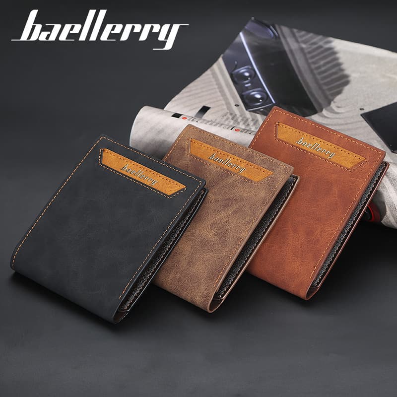 Baellerry Men's Short Wallet Coin Purse Fashion Horizontal Soft Wallet Thin Multi Card Slot