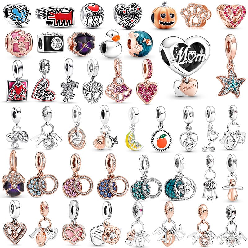 Jewelry Findings & Components Luxury Silver Love Pendant Alloy Diamond Hollow Beaded Accessories DIY