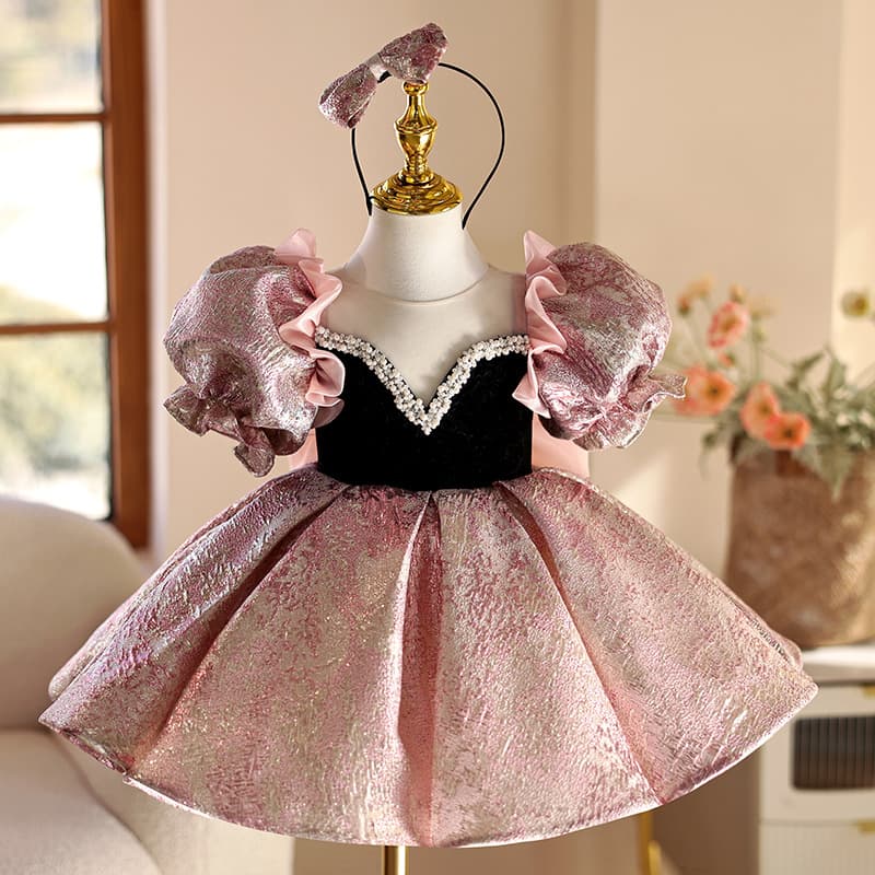 New Children's Dress Princess Dress Girl Birthday Evening Dress Piano Performance Costume One Year Old Dress Advanced
