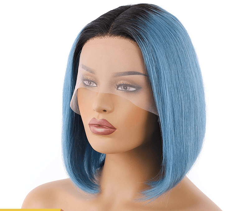 Lace Wigs Human Hair Bob/1b-Blue