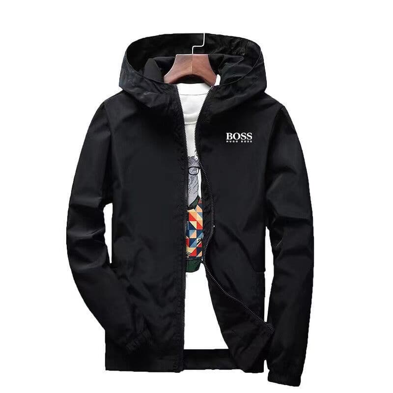 Marée printemps et automne veste à capuche hauts veste de couleur unie pour hommes coupe-vent