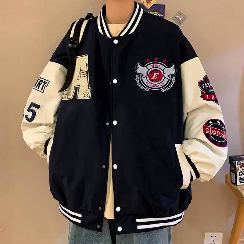 Men's Clothing Autumn New Baseball Uniform Embroidered Letter Print Jacket Men's Loose Couple Wear Teenagers Student Long Sleeve Jacket