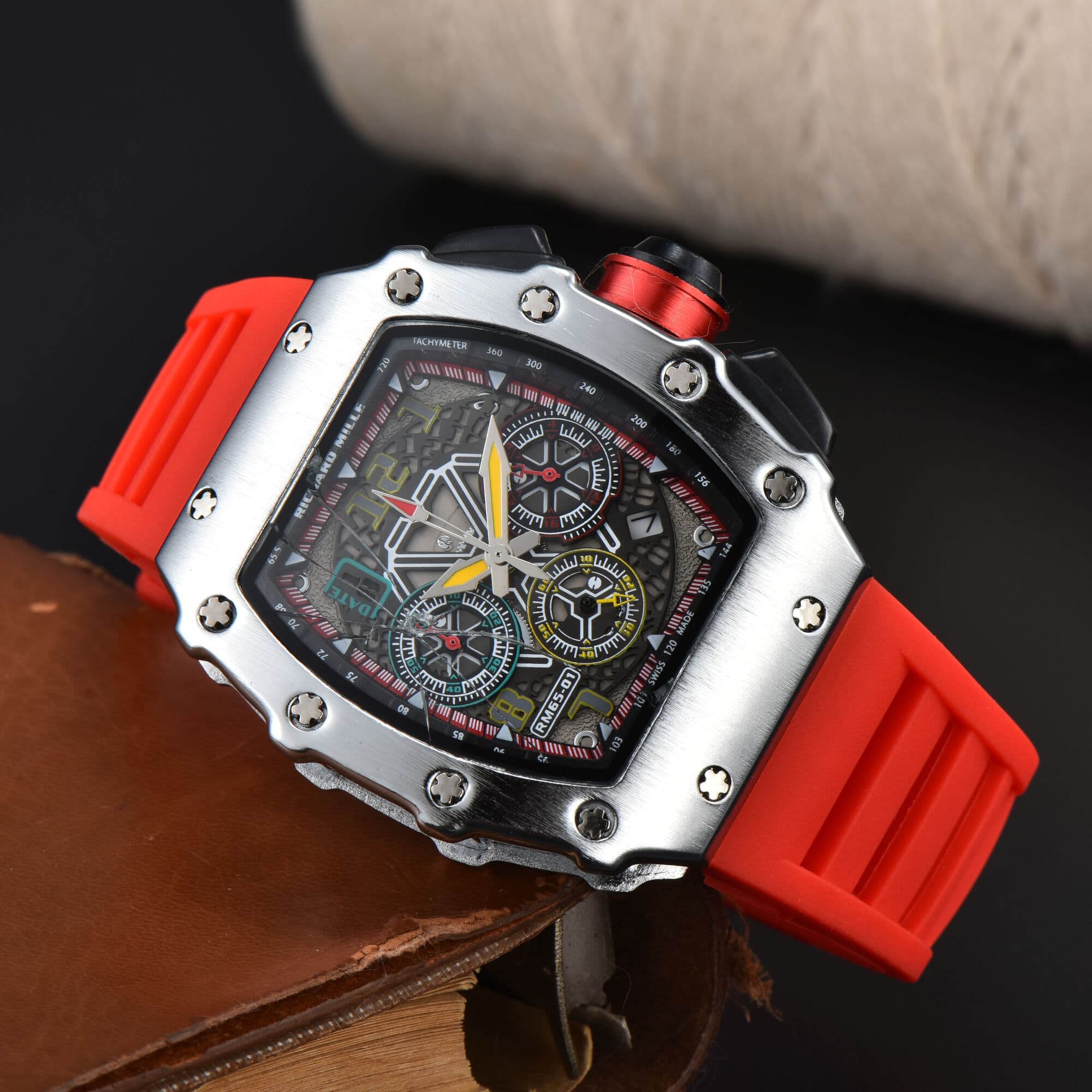 Montre à quartz multifonctionnelle pour homme, cadran creux, tendance, véritable, 6 broches