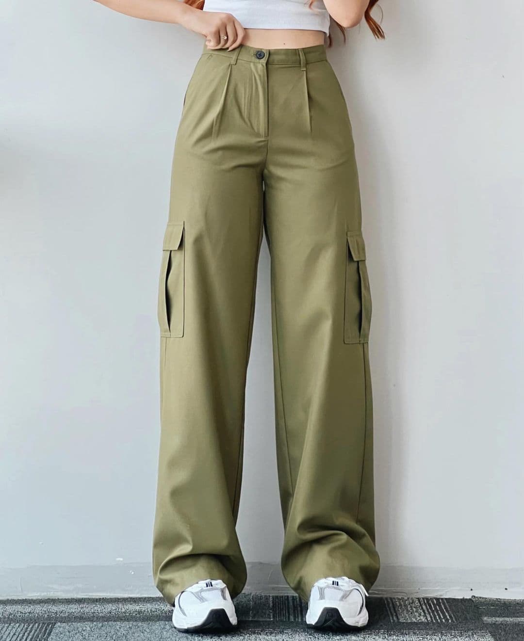 European and American new versatile casual pants mid waist three dimensional pocket trousers waist overalls