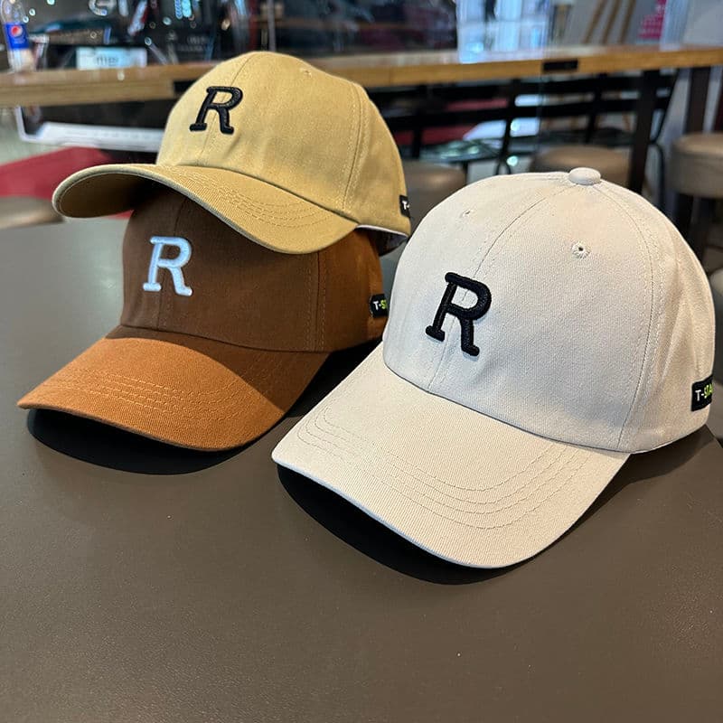 Hat Female Spring Summer R Letter Baseball cap Male Big Head Waist Deep Top Cap Small Face Sunscreen Sun hat