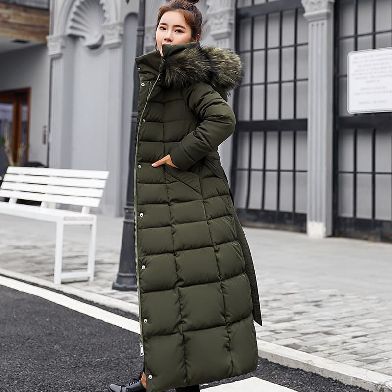 ​​Elegant Longline Trench Coat With Detachable Fur Hood – Slim-Fit Winter Parka In White/Red/Grey/Black/Camel/Army Green (M-XXXL)
