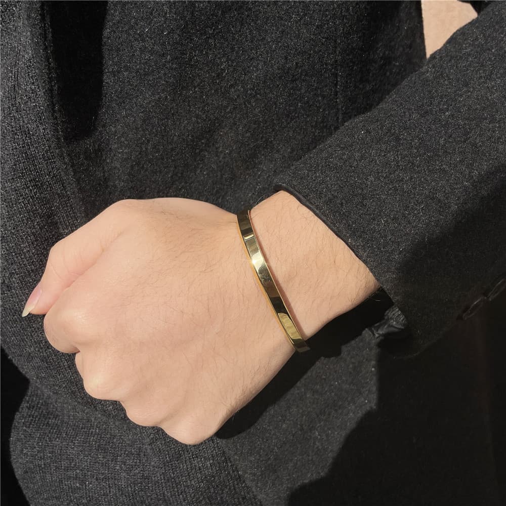 Men's Jewelry Popular Simple Temperament Stainless Steel Bracelet Fashionable Cool Cold Style Open Accessories