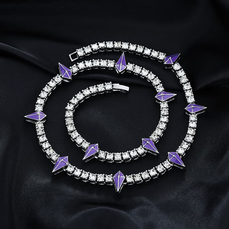 Hip-hop Black Panther Same Necklace Full Diamond European and American Clavicle Chain Street Trendy Men's Net Chain Oil Dropping Niche Luminous Jewelr