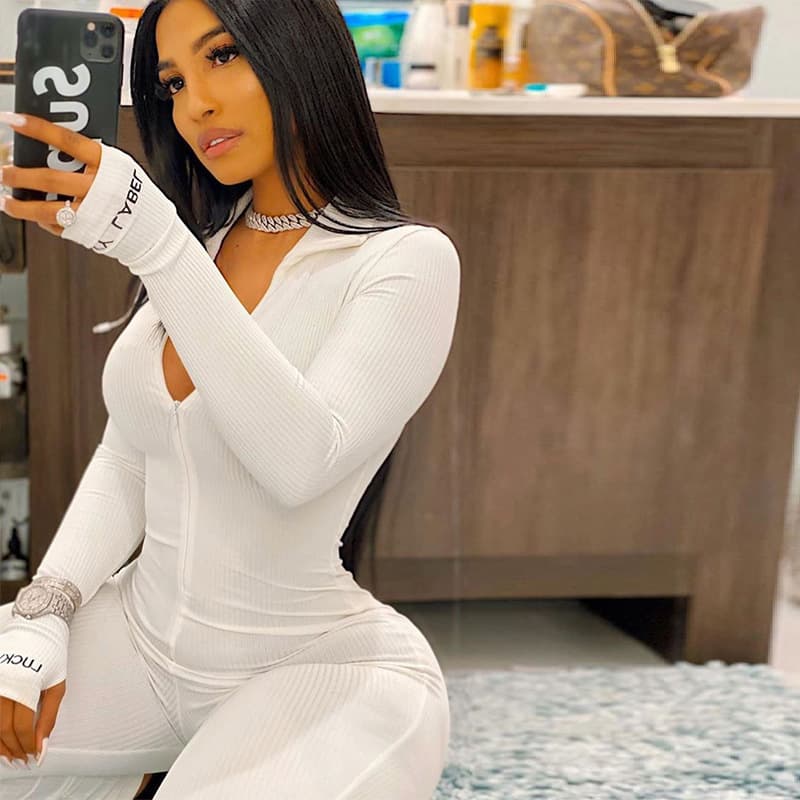 Women's High-neck Embroidered Slim-fit Fitness Jumpsuit