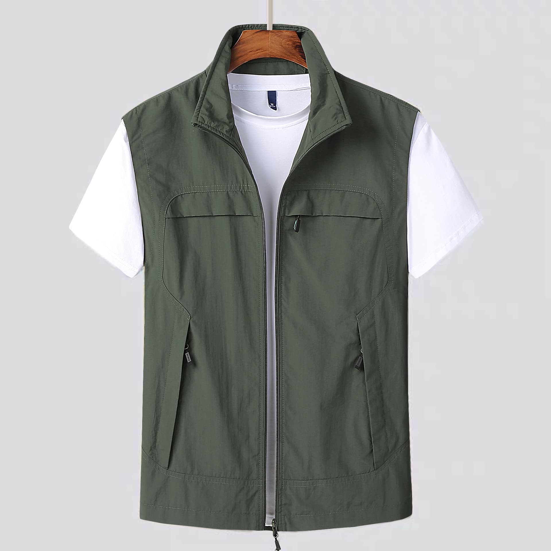 Gilet de pêche pour homme à séchage rapide avec de multiples poches - Veste sans manches légère en nylon pour les activités de plein air et les
