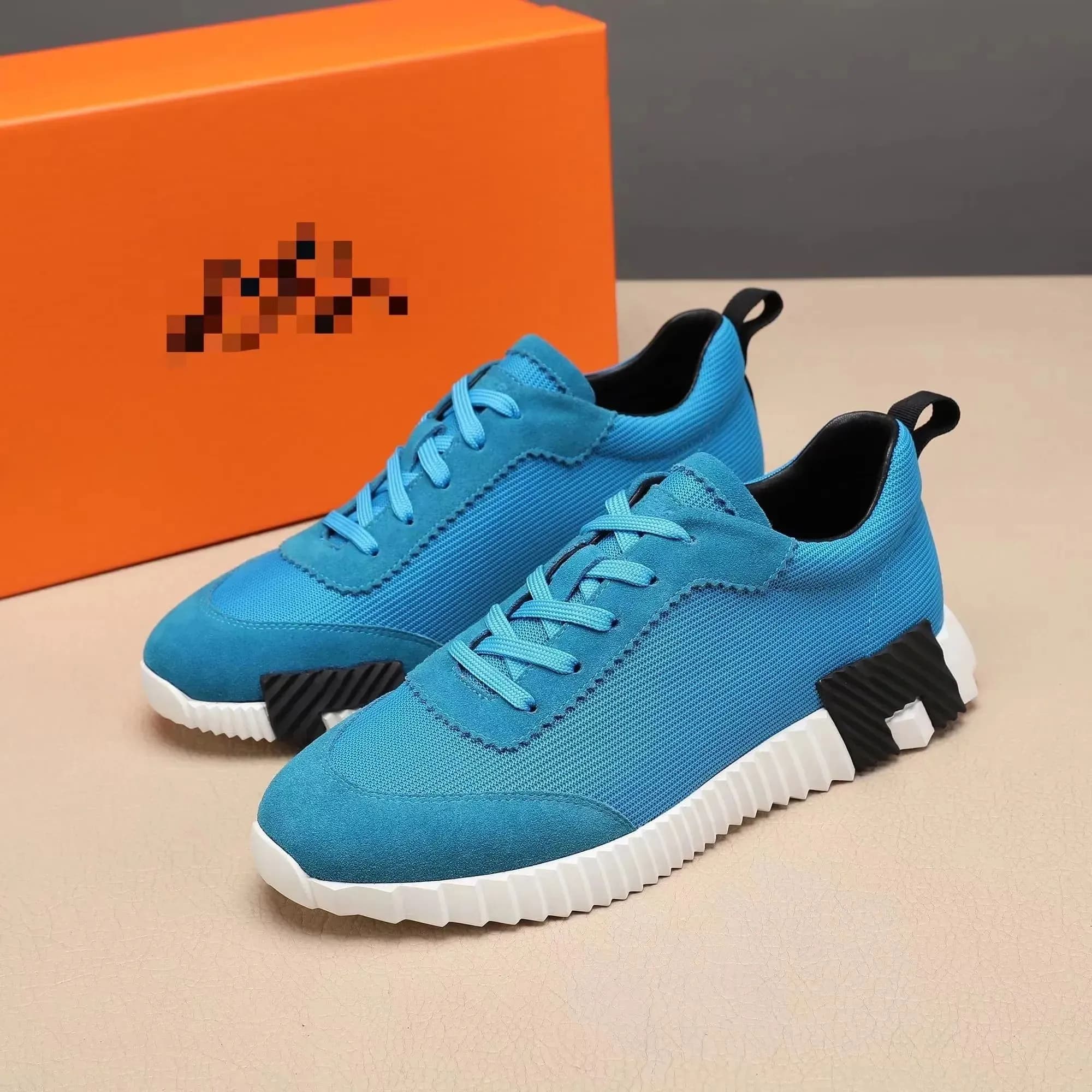 Baskets montantes de marque H pour homme, style décontracté, en cuir et mesh, à lacets, style running.