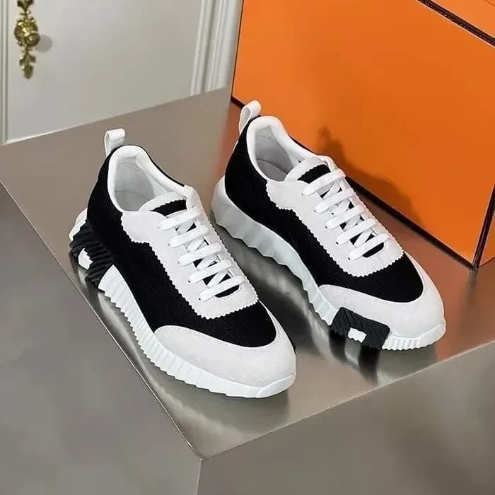 Baskets montantes de marque H pour homme, style décontracté, en cuir et mesh, à lacets, style running.