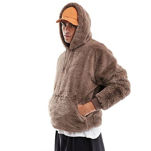 Men's Clothing heavyweight retro sherpa jacket street loose double sided plush sweatshirt men's casual hooded tops