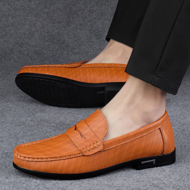 2023 Summer New Super Fiber Casual Small Leather Trendy Driving Lefu Large Men's Shoes