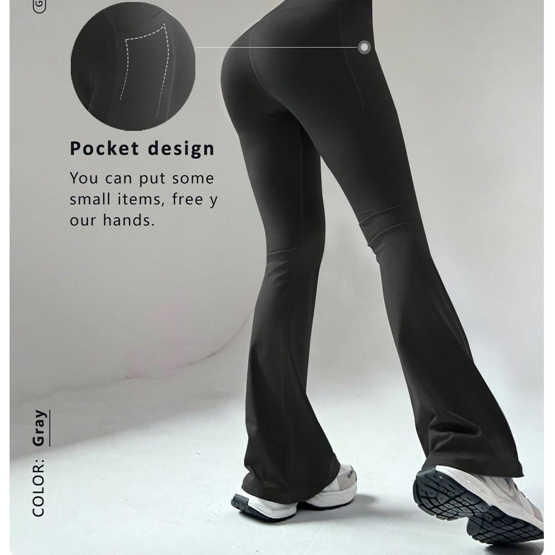 Side Pocket Peach Fitness Long Wide Leg High Waist Hip Lift Slimming Yoga Spring Summer Slightly Flared Pants