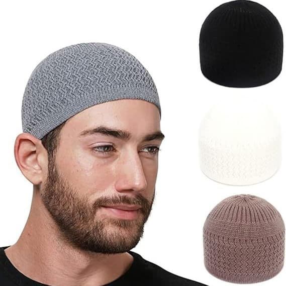 Arab Muslim hat knitted hat men and women wave jacquard melon skin hat round top woolen head cap