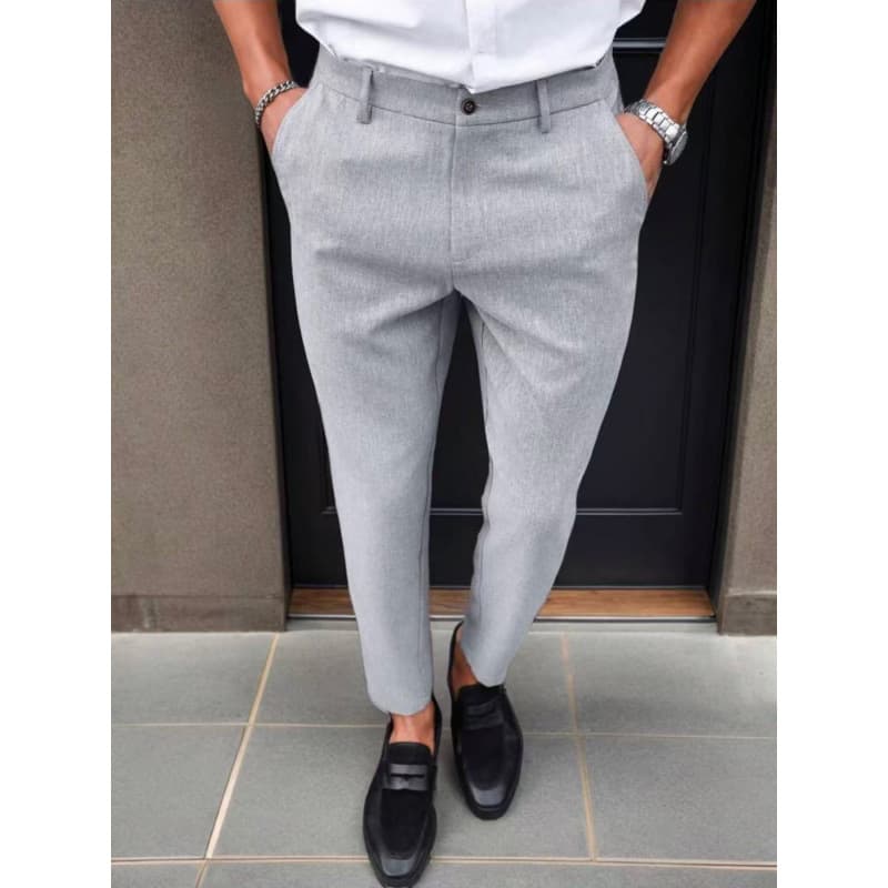 Men's Clothing Summer Men's Slim Fit Cropped Casual Pants Business Style Elastic Breathable Solid Color Skinny Jeans Men's Clothing