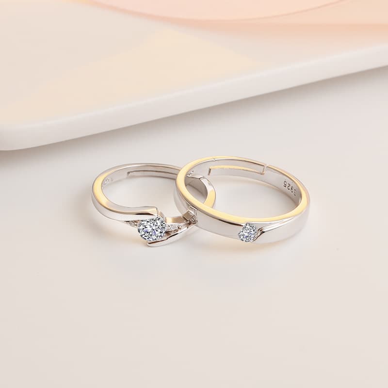 Jewelry Korean Style Open Heart Wedding Men And Women Tender Diamond Plated Couple Rings