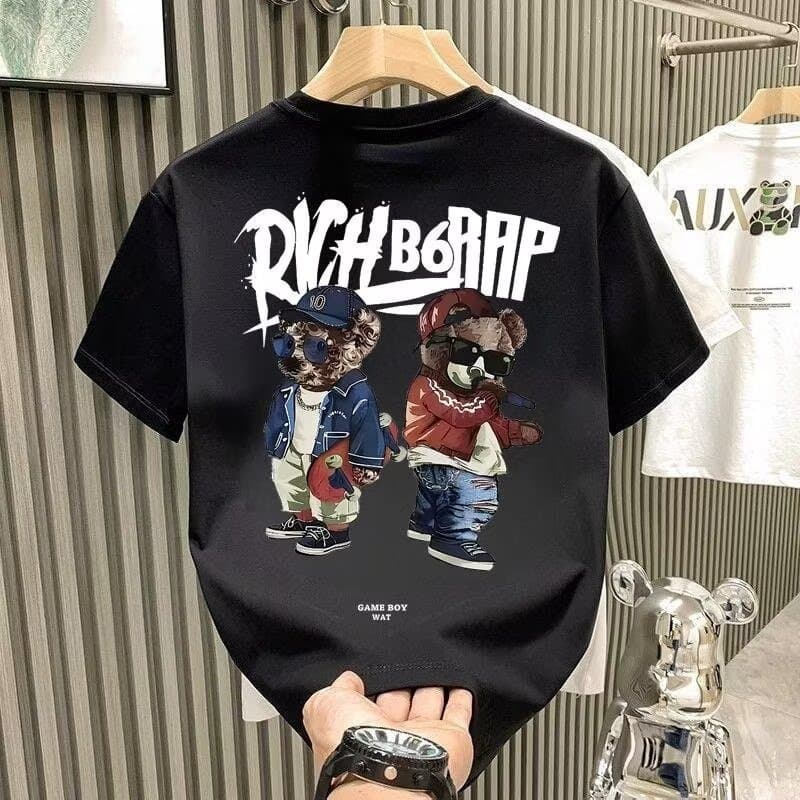 Men's Clothing Cotton Short Sleeved T Shirt Men's Summer New Trendy Brand Printed Round Neck Ins Breathable Couple Wear Bottoming Shirt Casual Top