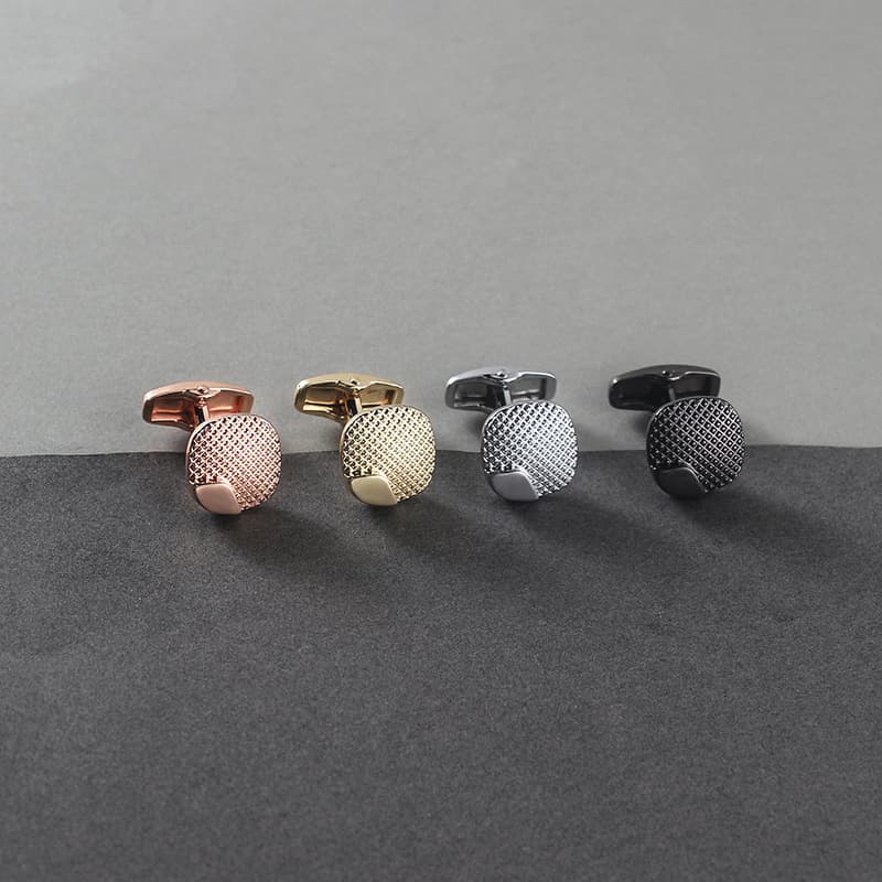 High End Electroplated Gold, Silver Rose Gold Gun Black Four-color Metal Cufflinks For Business Men Fashionable And Simple French Cufflinks