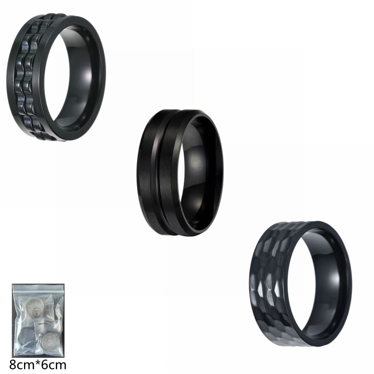 Men's titanium steel black ring vacuum electroplating non-fading men's jewelry