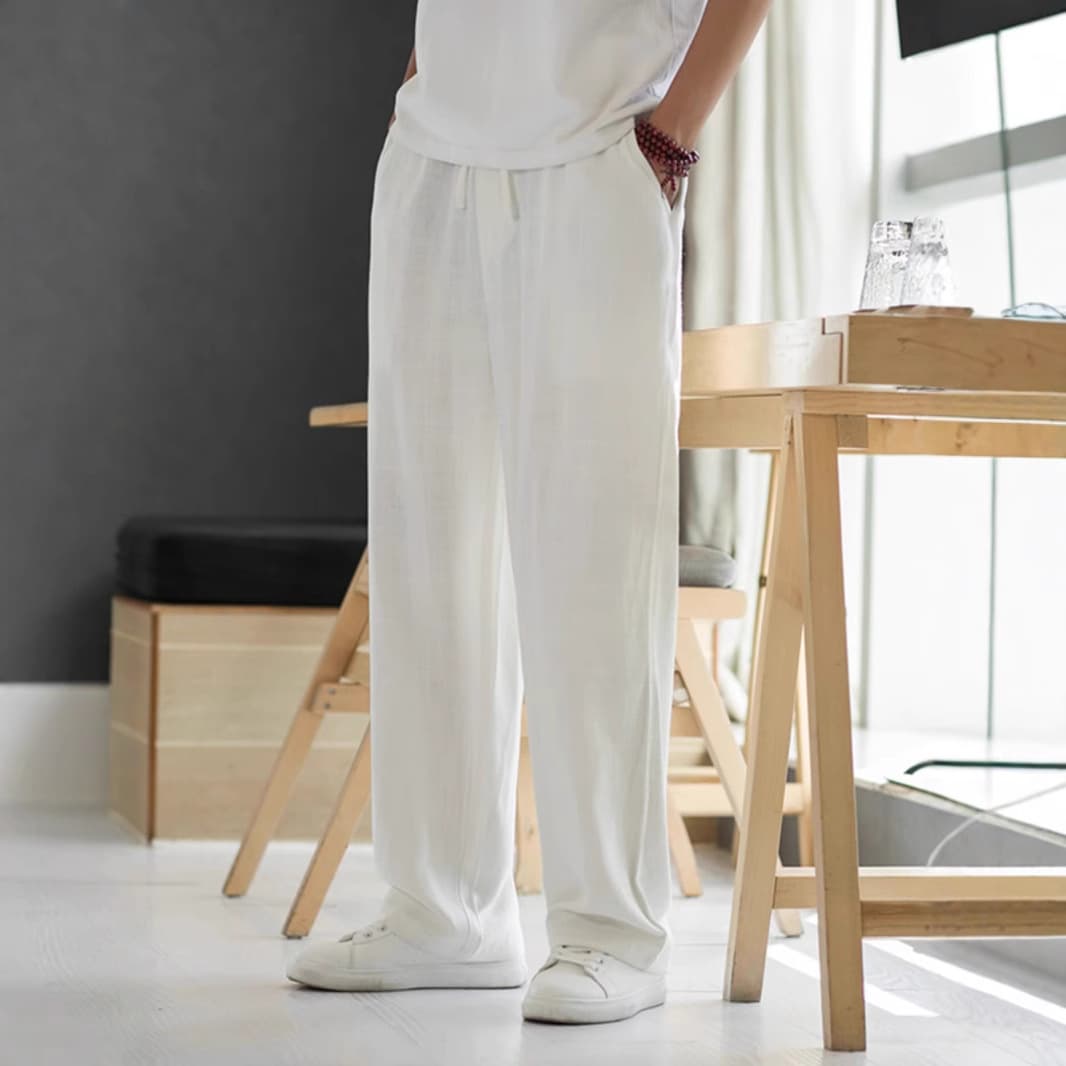 Men's Clothing Linen Pants Summer Thin Cotton And Linen Pants Summer Casual Straight Loose Trousers