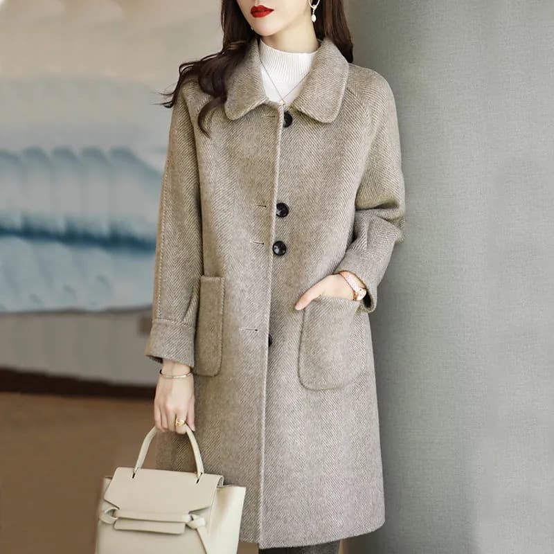 ​​Women's Wool Blend Coat - Slim Fit Long Coat For Autumn & Winter (Gray, Black, Camel, Beige)​​