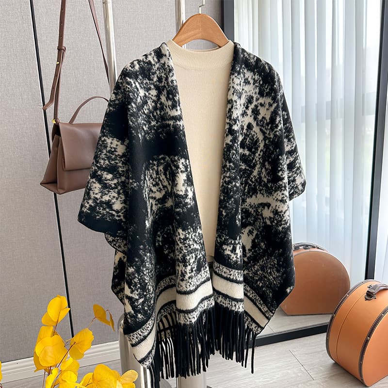 Unisex Scarf Fashion Painting Cape Shawl Warm All-match Tassel Animal World Cashmere Scarf