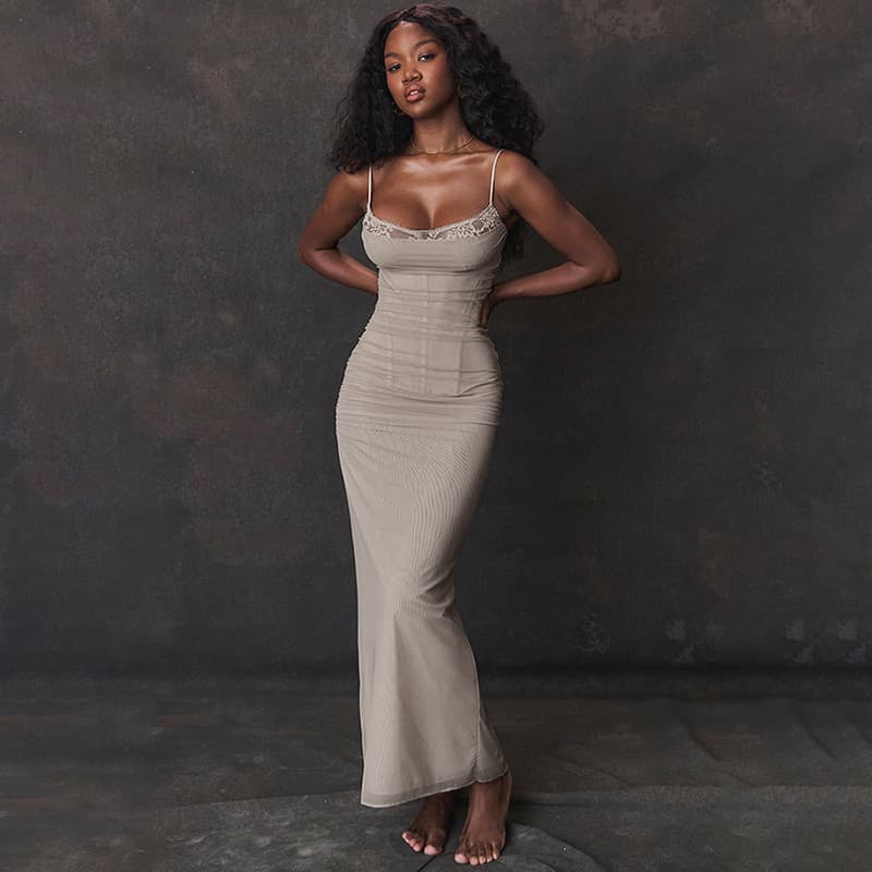 Women's Clothing Fashion Sexy Suspenders Low Cut Solid Color Temperament Slim Fit Hip Wrapped Dress For Women