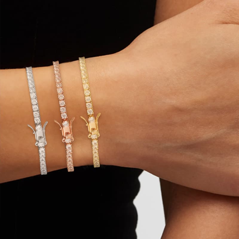 3MM 4MM 5MM Tennis Bracelet Hip Hop Jewelry Copper Style Micro Inlaid Zircon Single Row Zircon Bracelet