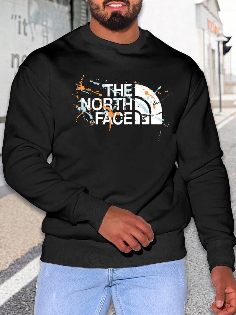 Sweat-shirt imprimé couleur unie chaud à col rond pour hommes, nouvelle collection automne et hiver