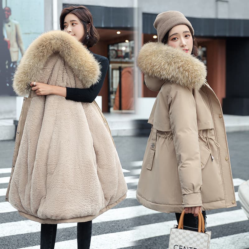 Women's Clothing Mid-length Parka Women's Thickened Loose Warm Cotton Coat Large Size Women's Cotton Coat